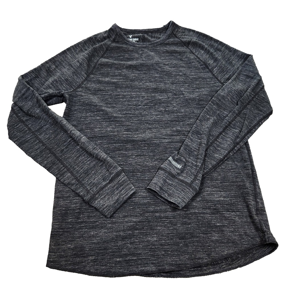 American Eagle Active Flex Long Sleeve Shirt Gray Space Dye Womens Small